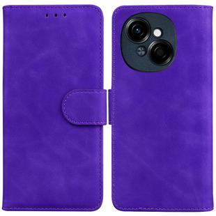 For Tecno Spark Go 1 / Pop 9 Pro Skin Feel Pure Color Flip Leather Phone Case(Purple)