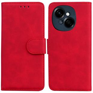 For Tecno Spark Go 1 / Pop 9 Pro Skin Feel Pure Color Flip Leather Phone Case(Red)