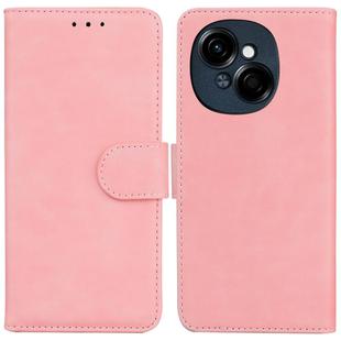 For Tecno Spark Go 1 / Pop 9 Pro Skin Feel Pure Color Flip Leather Phone Case(Pink)