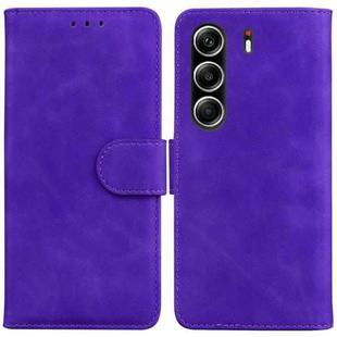 For Tecno Camon 40 Pro 4G Skin Feel Pure Color Flip Leather Phone Case(Purple)