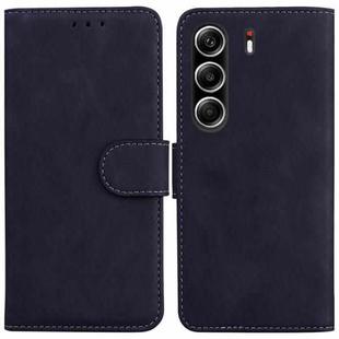 For Tecno Camon 40 Pro 4G Skin Feel Pure Color Flip Leather Phone Case(Black)