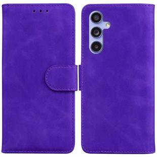 For Samsung Galaxy S23 FE 5G Skin Feel Pure Color Flip Leather Phone Case(Purple)