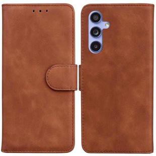For Samsung Galaxy S23 FE 5G Skin Feel Pure Color Flip Leather Phone Case(Brown)