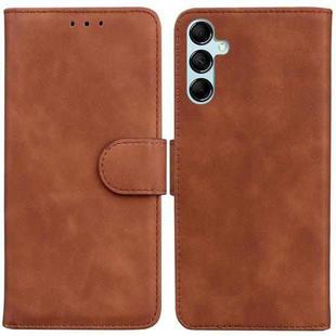 For Samsung Galaxy A15 Skin Feel Pure Color Flip Leather Phone Case(Brown)