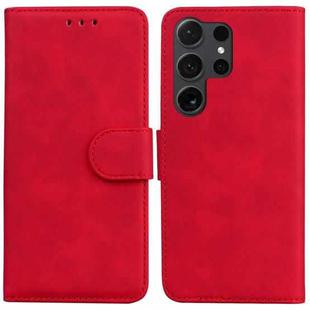 For Samsung Galaxy S24 Ultra 5G Skin Feel Pure Color Flip Leather Phone Case(Red)