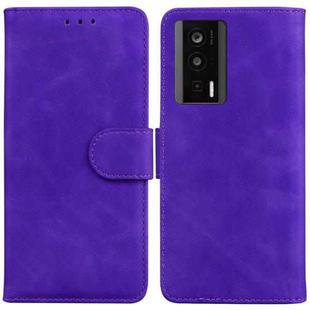 For Xiaomi Poco F5 Pro / Redmi K60 Skin Feel Pure Color Flip Leather Phone Case(Purple)