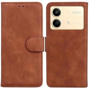 For Xiaomi Redmi Note 13R Pro Skin Feel Pure Color Flip Leather Phone Case(Brown)