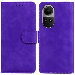 For OPPO Reno10 5G Global/Reno10 Pro Global Skin Feel Pure Color Flip Leather Phone Case(Purple)