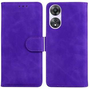 For OPPO A58 4G Skin Feel Pure Color Flip Leather Phone Case(Purple)