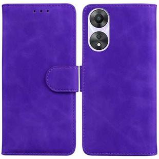 For OPPO A78 4G Skin Feel Pure Color Flip Leather Phone Case(Purple)