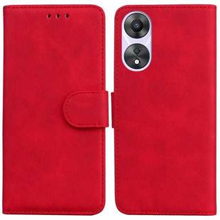 For OPPO A78 4G Skin Feel Pure Color Flip Leather Phone Case(Red)
