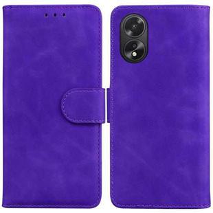 For OPPO A38 4G / A18 Skin Feel Pure Color Flip Leather Phone Case(Purple)