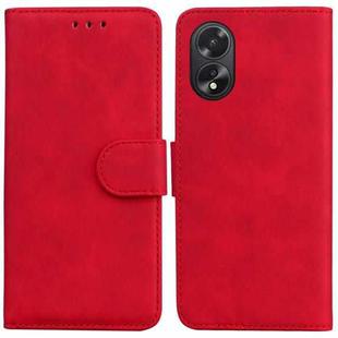 For OPPO A38 4G / A18 Skin Feel Pure Color Flip Leather Phone Case(Red)