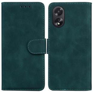 For OPPO A38 4G / A18 Skin Feel Pure Color Flip Leather Phone Case(Green)