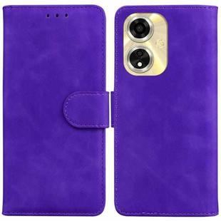 For OPPO A59 5G / A2M Skin Feel Pure Color Flip Leather Phone Case(Purple)
