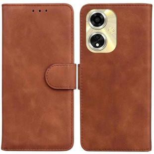 For OPPO A59 5G / A2M Skin Feel Pure Color Flip Leather Phone Case(Brown)