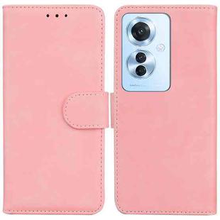 For OPPO F25 Pro 5G Global Skin Feel Pure Color Flip Leather Phone Case(Pink)