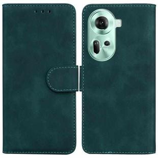 For OPPO Reno11 Global Skin Feel Pure Color Flip Leather Phone Case(Green)