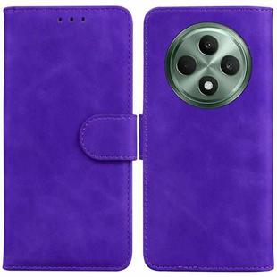 For OPPO Reno12 F 5G Skin Feel Pure Color Flip Leather Phone Case(Purple)