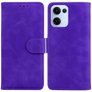 For OPPO Reno13 Global Skin Feel Pure Color Flip Leather Phone Case(Purple)