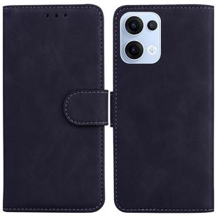 For OPPO Reno13 Global Skin Feel Pure Color Flip Leather Phone Case(Black)