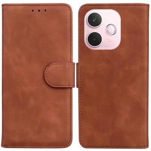 For OPPO A5 Pro 5G Skin Feel Pure Color Flip Leather Phone Case(Brown)
