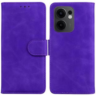 For OPPO Reno13 F 4G / 5G Skin Feel Pure Color Flip Leather Phone Case(Purple)