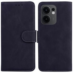 For OPPO Reno13 F 4G / 5G Skin Feel Pure Color Flip Leather Phone Case(Black)