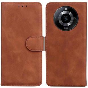 For Realme 11 5G/Narzo 60 India Version Skin Feel Pure Color Flip Leather Phone Case(Brown)