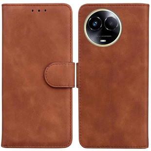 For Realme 11 5G Global Skin Feel Pure Color Flip Leather Phone Case(Brown)