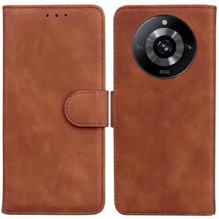 For Realme 11 Pro / 11 Pro+ / Narzo 60 Pro Skin Feel Pure Color Flip Leather Phone Case(Brown)