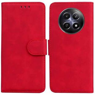 For Realme 12 5G Skin Feel Pure Color Flip Leather Phone Case(Red)