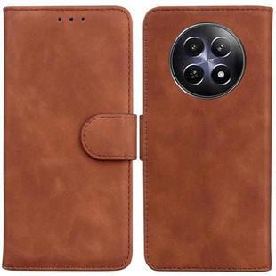 For Realme 12 5G Skin Feel Pure Color Flip Leather Phone Case(Brown)