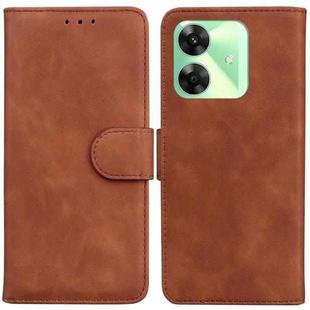 For Realme C61 / C63 / Note 60 Skin Feel Pure Color Flip Leather Phone Case(Brown)