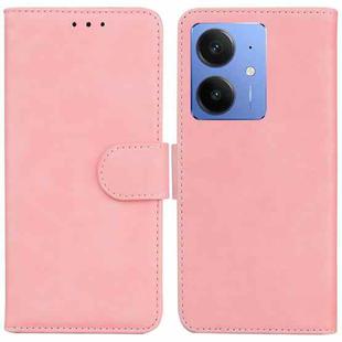 For Realme Neo7 SE Skin Feel Pure Color Flip Leather Phone Case(Pink)