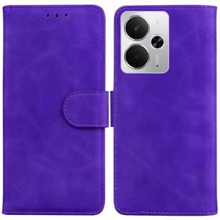 For Realme 14 Skin Feel Pure Color Flip Leather Phone Case(Purple)