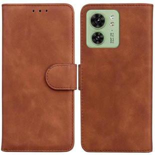 For Motorola Edge 40 Skin Feel Pure Color Flip Leather Phone Case(Brown)