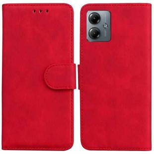 For Motorola Moto G14 Skin Feel Pure Color Flip Leather Phone Case(Red)