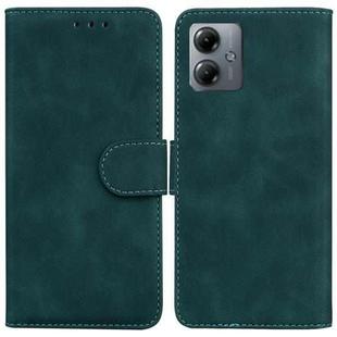 For Motorola Moto G14 Skin Feel Pure Color Flip Leather Phone Case(Green)