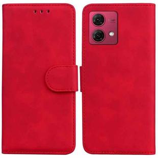 For Motorola Moto G84 Skin Feel Pure Color Flip Leather Phone Case(Red)