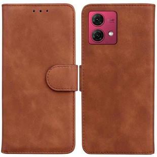 For Motorola Moto G84 Skin Feel Pure Color Flip Leather Phone Case(Brown)