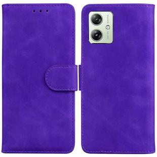 For Motorola Moto G54 Skin Feel Pure Color Flip Leather Phone Case(Purple)