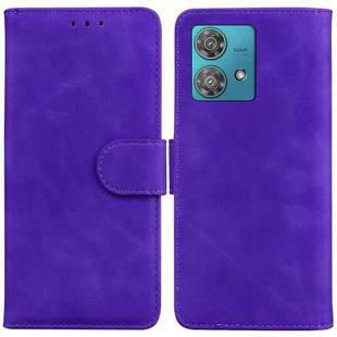 For Motorola Edge 40 Neo Skin Feel Pure Color Flip Leather Phone Case(Purple)