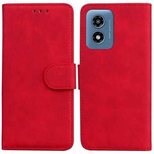 For Motorola Moto G Play 4G 2024 Skin Feel Pure Color Flip Leather Phone Case(Red)