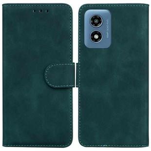 For Motorola Moto G Play 4G 2024 Skin Feel Pure Color Flip Leather Phone Case(Green)