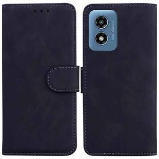 For Motorola Moto G Play 4G 2024 Skin Feel Pure Color Flip Leather Phone Case(Black)