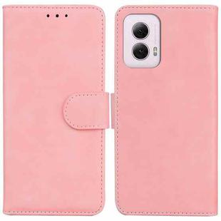 For Motorola Moto G Power 5G 2024 Skin Feel Pure Color Flip Leather Phone Case(Pink)