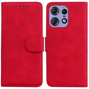 For Motorola Edge 50 Pro Skin Feel Pure Color Flip Leather Phone Case(Red)