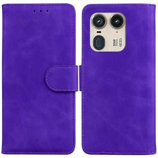 For Motorola Edge 50 Ultra Skin Feel Pure Color Flip Leather Phone Case(Purple)