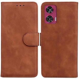 For Motorola Edge 50 Fusion Skin Feel Pure Color Flip Leather Phone Case(Brown)